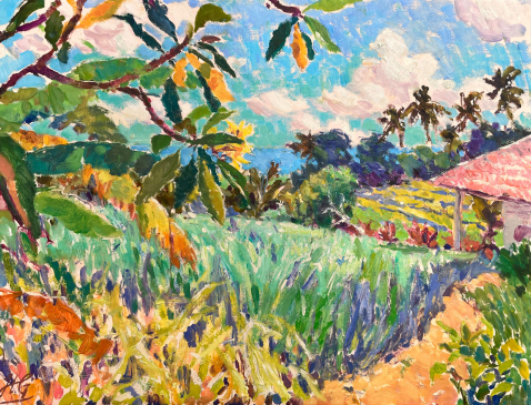 The Path to the Sea-Bali • Oil on Canvas • 32 x 42 in • #HG1569