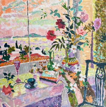 Summer in the Aegean • Oil on Canvas • 42 x 42 in • #HG1567