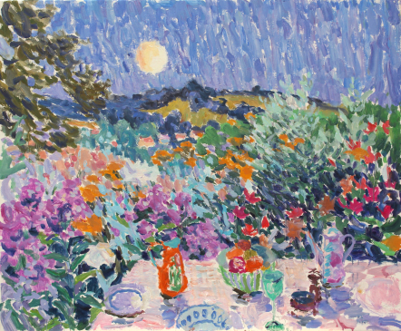 HG1614 Moon Rising over Pitchers Hill (Midsummer Moon) 38x46
