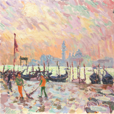 HG1622 The Sweepers - Rainy Dawn, St Martin's Square 30x30