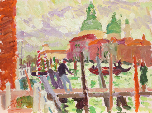 HG1629 Waiting for the Traghetto, Grand Canal 16.5x22